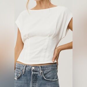 Pilcro Corset Tee in White